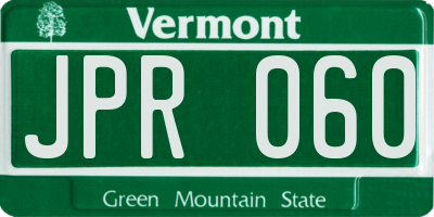 VT license plate JPR060