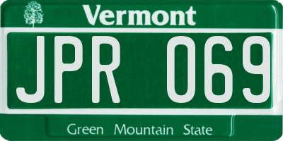 VT license plate JPR069