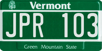 VT license plate JPR103