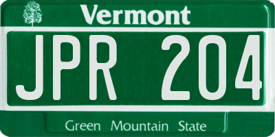 VT license plate JPR204