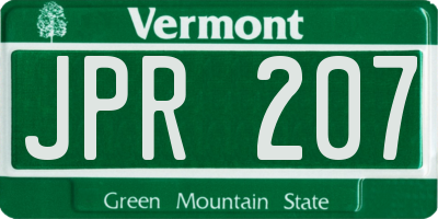 VT license plate JPR207