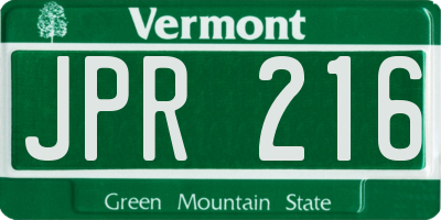 VT license plate JPR216