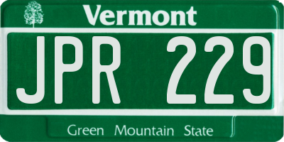 VT license plate JPR229