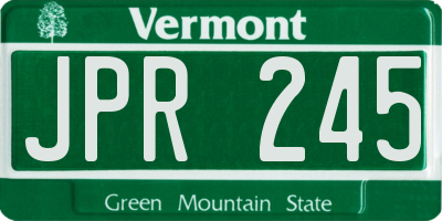VT license plate JPR245