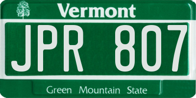 VT license plate JPR807