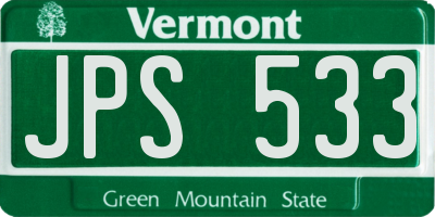 VT license plate JPS533