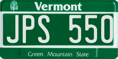 VT license plate JPS550