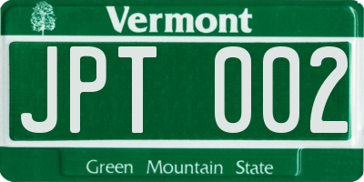 VT license plate JPT002