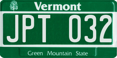 VT license plate JPT032
