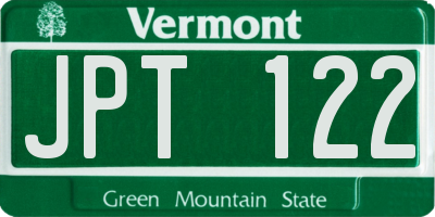 VT license plate JPT122