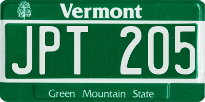VT license plate JPT205