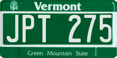 VT license plate JPT275