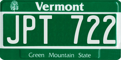 VT license plate JPT722