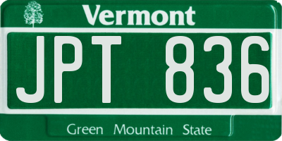 VT license plate JPT836