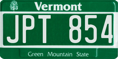 VT license plate JPT854