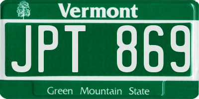 VT license plate JPT869