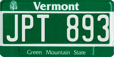 VT license plate JPT893