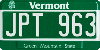 VT license plate JPT963