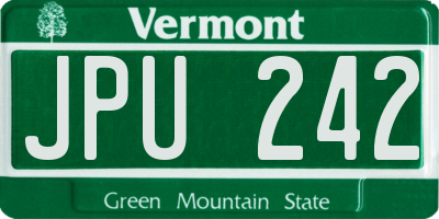 VT license plate JPU242