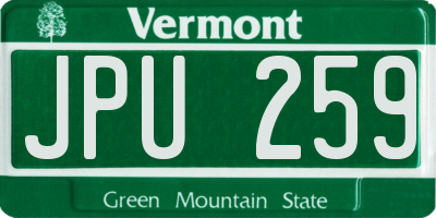 VT license plate JPU259