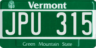 VT license plate JPU315