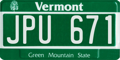VT license plate JPU671