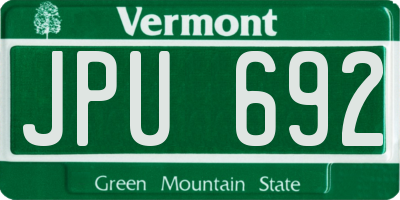 VT license plate JPU692
