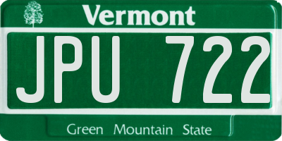 VT license plate JPU722
