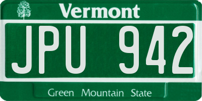 VT license plate JPU942