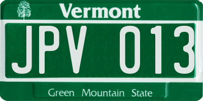 VT license plate JPV013