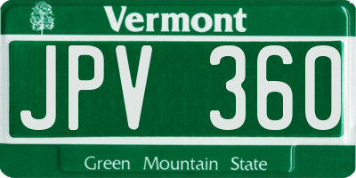 VT license plate JPV360