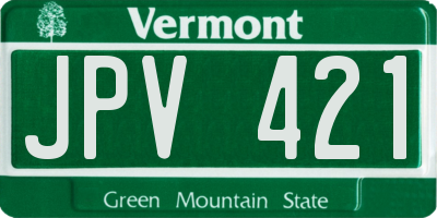 VT license plate JPV421