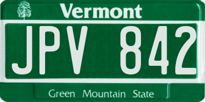 VT license plate JPV842