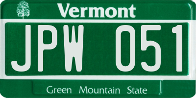 VT license plate JPW051