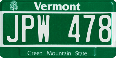 VT license plate JPW478
