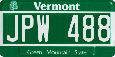 VT license plate JPW488