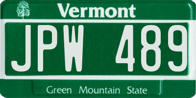 VT license plate JPW489