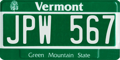 VT license plate JPW567