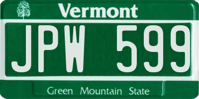 VT license plate JPW599