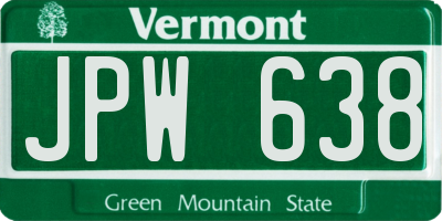 VT license plate JPW638
