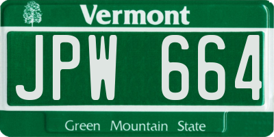 VT license plate JPW664