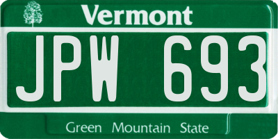 VT license plate JPW693