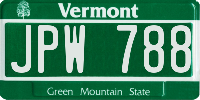 VT license plate JPW788