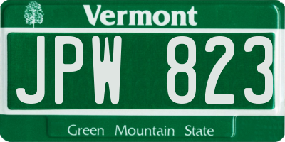 VT license plate JPW823