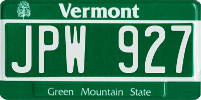 VT license plate JPW927