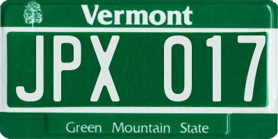 VT license plate JPX017