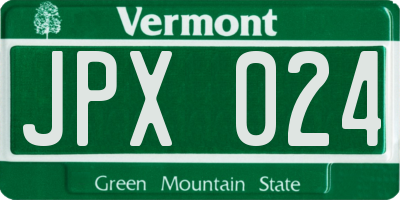 VT license plate JPX024