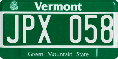 VT license plate JPX058