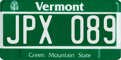 VT license plate JPX089