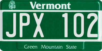VT license plate JPX102